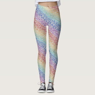 Regenbogen-Leoparden-Druck Leggings   Kräftige Far