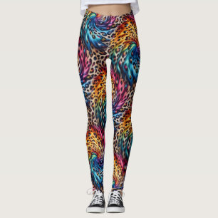 Regenbogen-Leoparden-Druck Leggings   Kräftige Far