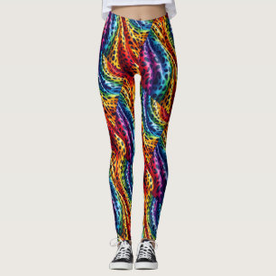 Regenbogen-Leoparden-Druck Leggings   Kräftige Far