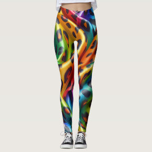 Regenbogen-Leoparden-Druck Leggings   Kräftige Far