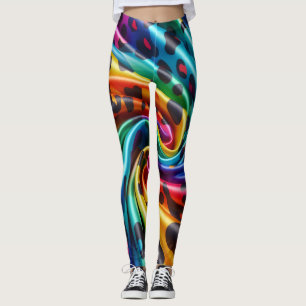 Regenbogen-Leoparden-Druck Leggings   Kräftige Far