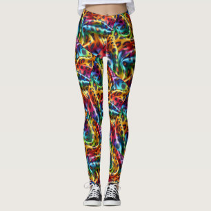 Regenbogen-Leoparden-Druck Leggings   Psychedelisc