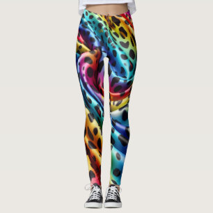 Regenbogen-Leoparden-Druck Leggings   Psychedelisc