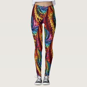 Regenbogen-Leoparden-Druck Leggings   Psychedelisc