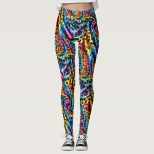 Regenbogen-Leoparden-Druck-Leggings Psychedelisc Leggings