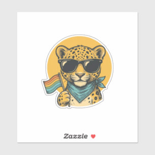 Regenbogen-Leoparden-Stolzflagge Vintage-Vektordes Aufkleber