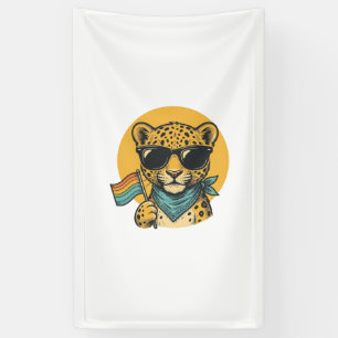 Regenbogen-Leoparden-Stolzflagge Vintage-Vektordes Banner
