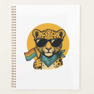 Regenbogen-Leoparden-Stolzflagge Vintage-Vektordes Planer