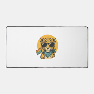 Regenbogen-Leoparden-Stolzflagge Vintage-Vektordes Schreibtischunterlage