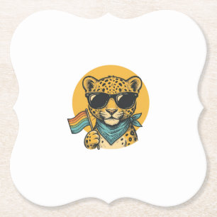 Regenbogen-Leoparden-Stolzflagge Vintage-Vektordes Untersetzer