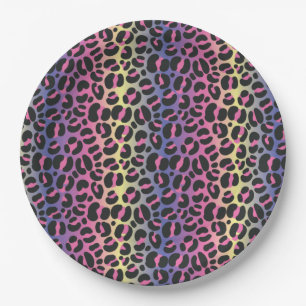 Regenbogen-Leoparden-Tierdruck-Muster Pappteller