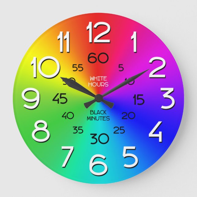 Regenbogen lernen, Zeit-Klassenzimmer-Uhr zu sagen Große Wanduhr (Vorderseite)
