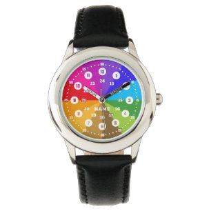 Regenbogen Lernuhr 12 Stunden Anzeige LU-RB24i-M60 Armbanduhr