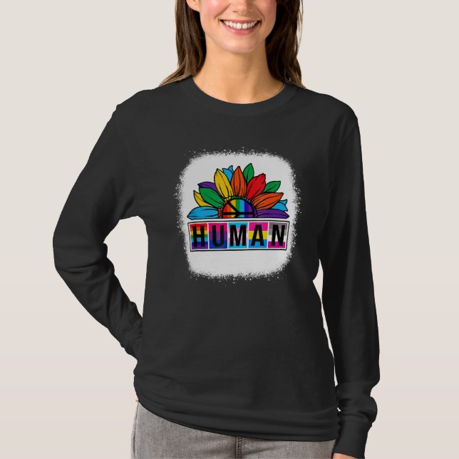Regenbogen Lesben Gay Pride Monat Sonnenblume T-Shirt (Vorderseite)