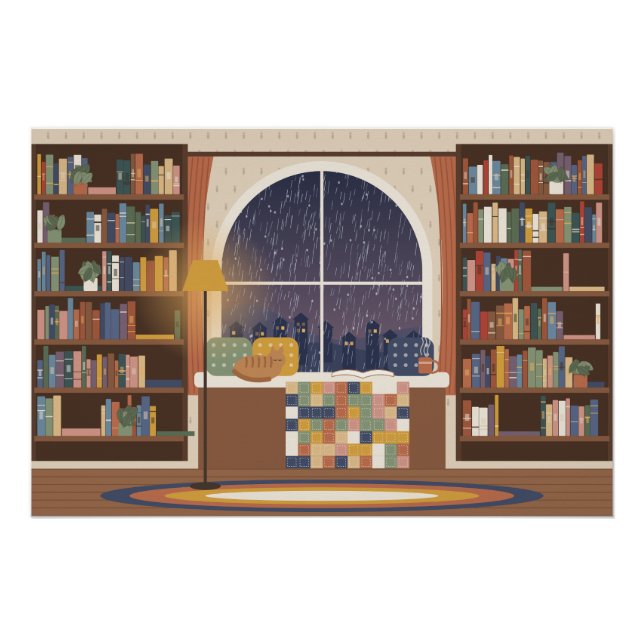 Regenbogen-Leseecke Glänzendes Poster (Vorderseite)