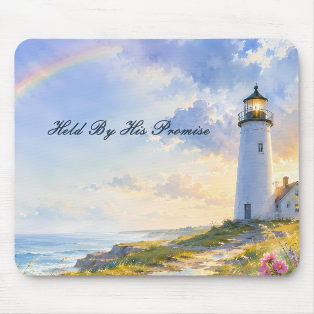 Regenbogen-Leuchtturm Küsten-Wasserfarbe Mousepad (Vorne)