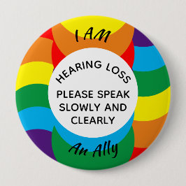 Regenbogen LGBT+ Ally Geometric Hard Hearing Button