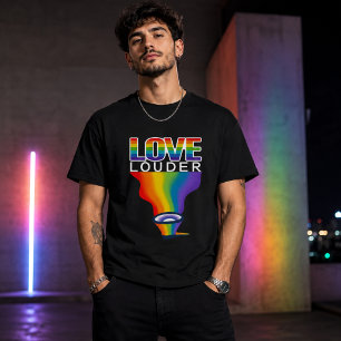 Regenbogen-LGBTQ+-Stolz-Grafik-T-Shirt "LOVE LOUDE T-Shirt