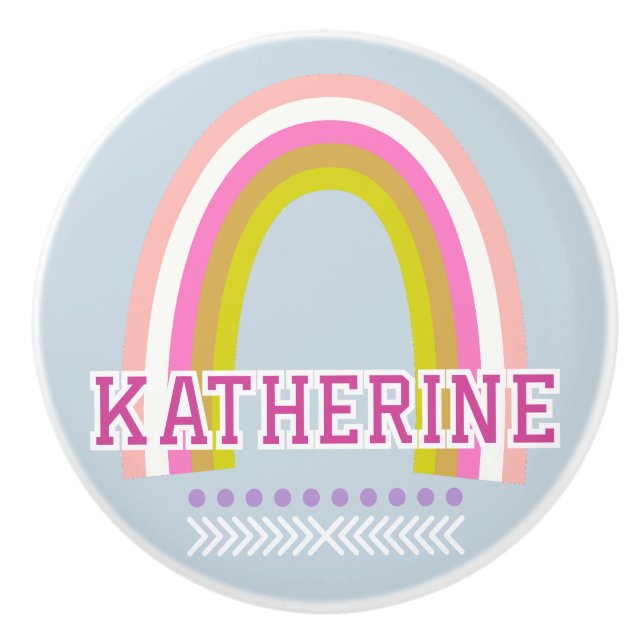 Regenbogen Lichtblau Keramikknauf (Vorderseite)