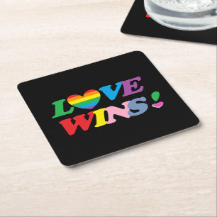 Regenbogen Liebe Gewinnt Pride Herz LGBT Rechteckiger Pappuntersetzer