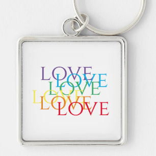 REGENBOGEN LIEBE Premium Quadrat Schlüsselanhänger