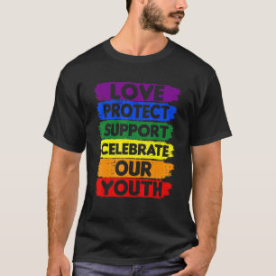 Regenbogen Liebe Schützen Unterstützen Jugend LGBT T-Shirt