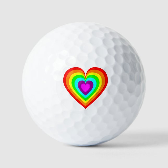 Regenbogen-Liebesherz  Golfball (Vorderseite)