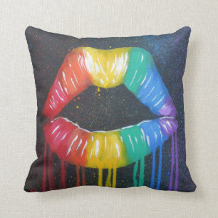 Regenbogen-Lippen Kissen