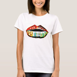 Regenbogen-Lippen T-Shirt