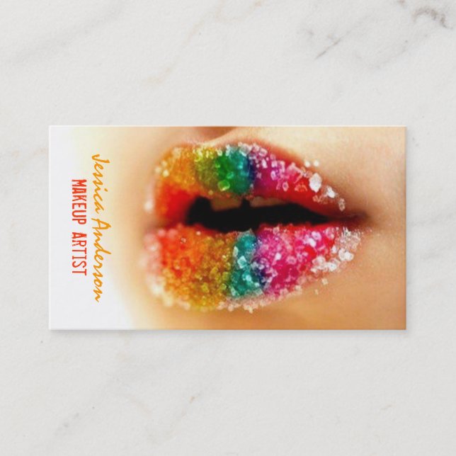 Regenbogen-Lippenstift-Maskenbildner Visitenkarte (Vorderseite)
