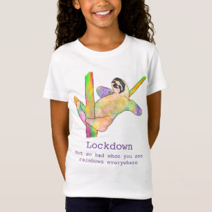 Regenbogen Lockdown Faultier Süße Farbenfrohe Tier T-Shirt