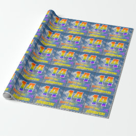 Regenbogen-Look "14" & "GLÜCKLICHER GEBURTSTAG", W Geschenkpapier
