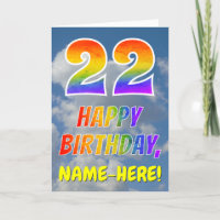 Regenbogen-Look "22" & "HAPPY BIRTHDAY", Wolken, H
