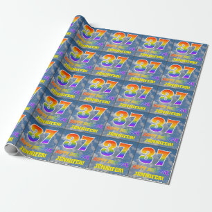 Regenbogen-Look "37" & "GLÜCKLICHER GEBURTSTAG", W Geschenkpapier