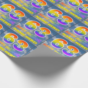 Regenbogen Look "63" & "GLÜCKLICHER BIRTHTAG", Wo Geschenkpapier