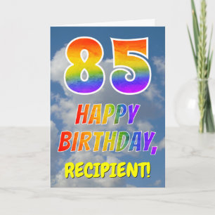 Regenbogen-Look "85" & "HAPPY BIRTHDAY", Wolken, H Karte