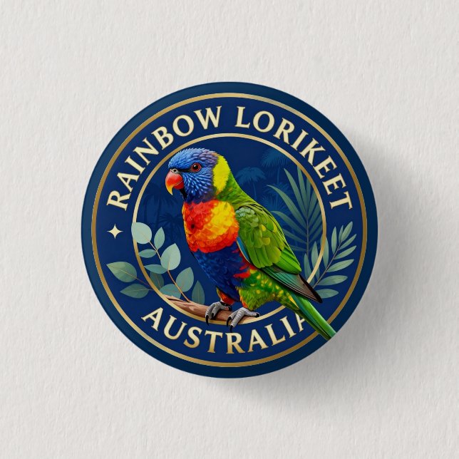 🦜 Regenbogen-Lorikeet Australien Tropischer Vogel Button (Vorderseite)