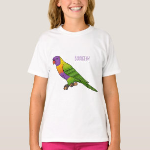 Regenbogen-Lorikeet-Vogel-Cartoon-Illustration T-Shirt