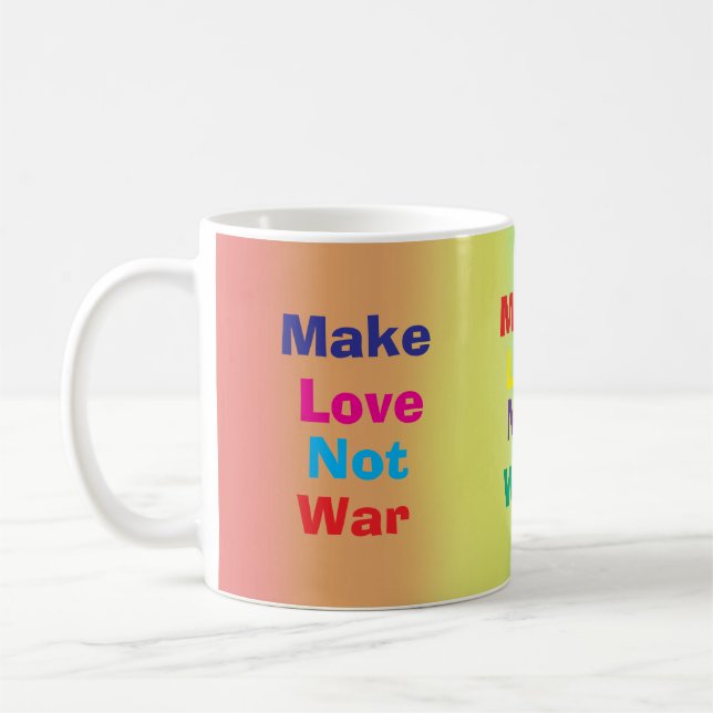 Regenbogen Make Love not war Tasse. Kaffeetasse (Links)