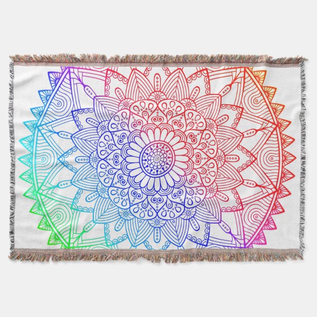 Regenbogen-Mandala Decke (Vorderseite)