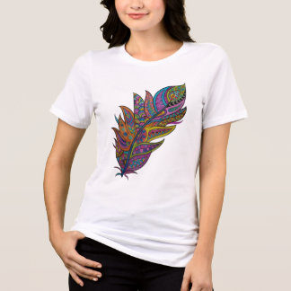 Regenbogen-Mandala-Feder-Boho-T-Shirt Tri-Blend Shirt