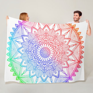 Regenbogen-Mandala Fleecedecke