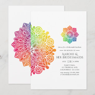 Regenbogen-Mandala-Indische-Brautjungfern-Lunch Einladung