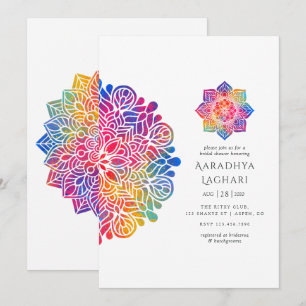 Regenbogen-Mandala Indische Hochzeitsfeier Einladung
