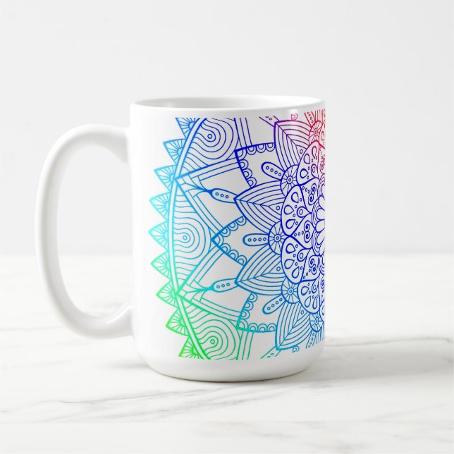 Regenbogen-Mandala Kaffeetasse (Links)