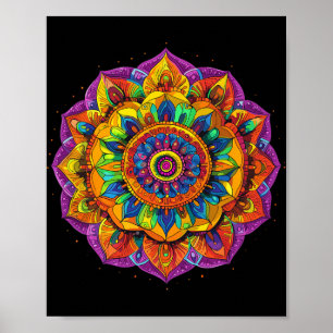 Regenbogen-Mandala-Meditationsmuster Poster
