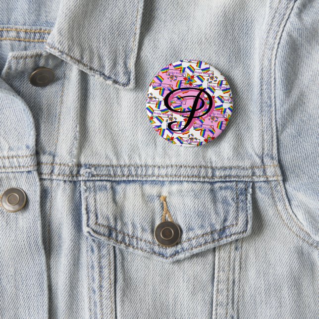Regenbogen-Mandala-Pride-Monogramm - Lebendige Geo Button (Beispiel)