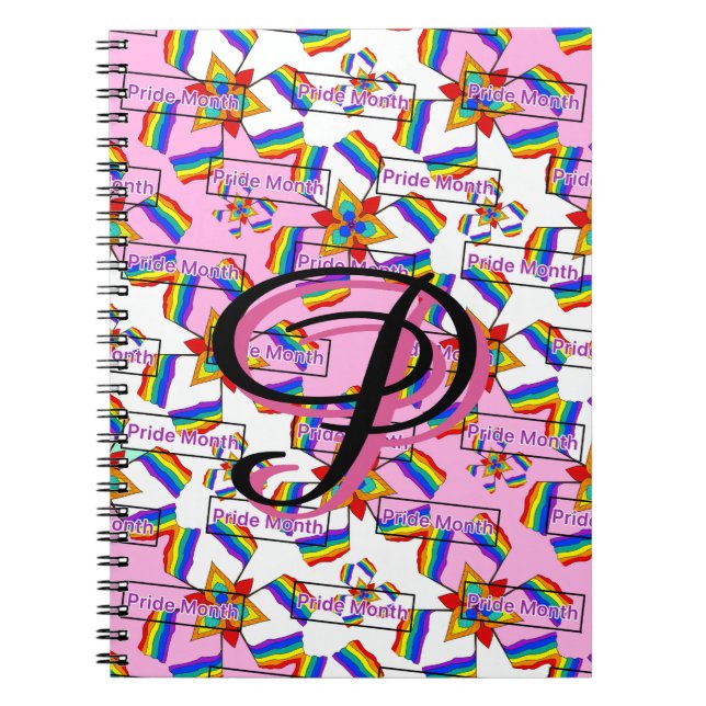 Regenbogen-Mandala-Pride-Monogramm - Lebendige Geo Notizblock (Vorderseite)