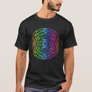 Regenbogen Mandala Rosette Blumen Geometrie Yoga S T-Shirt