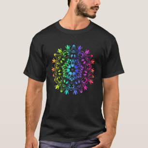 Regenbogen Mandala Rosette Blumen Geometrie Yoga S T-Shirt